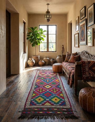 2' x 7' 4 Hand Knotted Kilim Fars Persian Wool Runner Rug