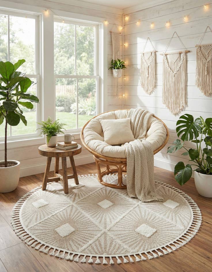 Detail image of  5' 3 x 5' 3 Boho Round Rug