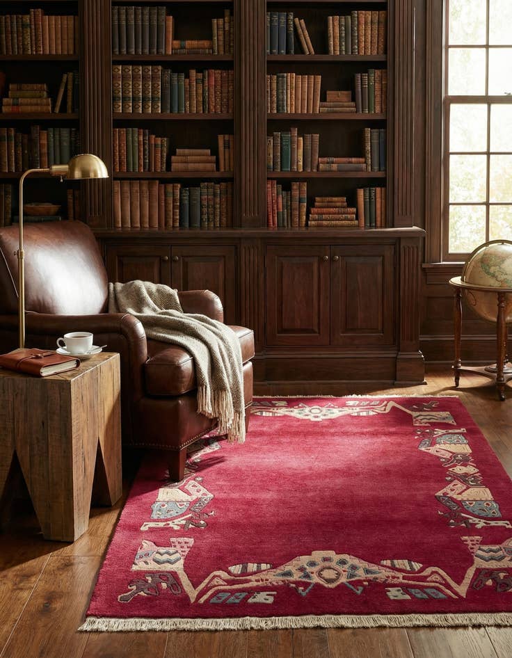 Detail image of  4' 1 x 6'  Hand Knotted Tibet Wool Rug