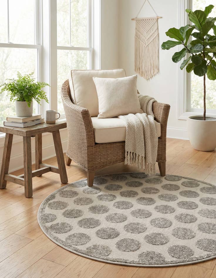 Detail image of  3' x 3'  Washable Sabrina Soto Indoor / Outdoor Round Rug