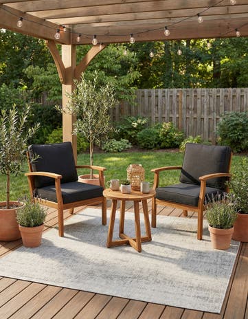 Gray Easy-Clean Modern Indoor / Outdoor Square Rug