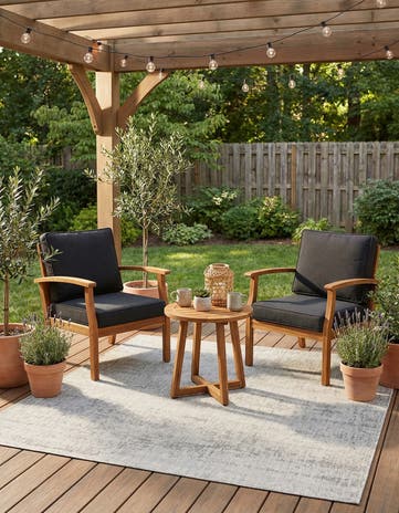 Gray Easy-Clean Modern Indoor / Outdoor Square Rug