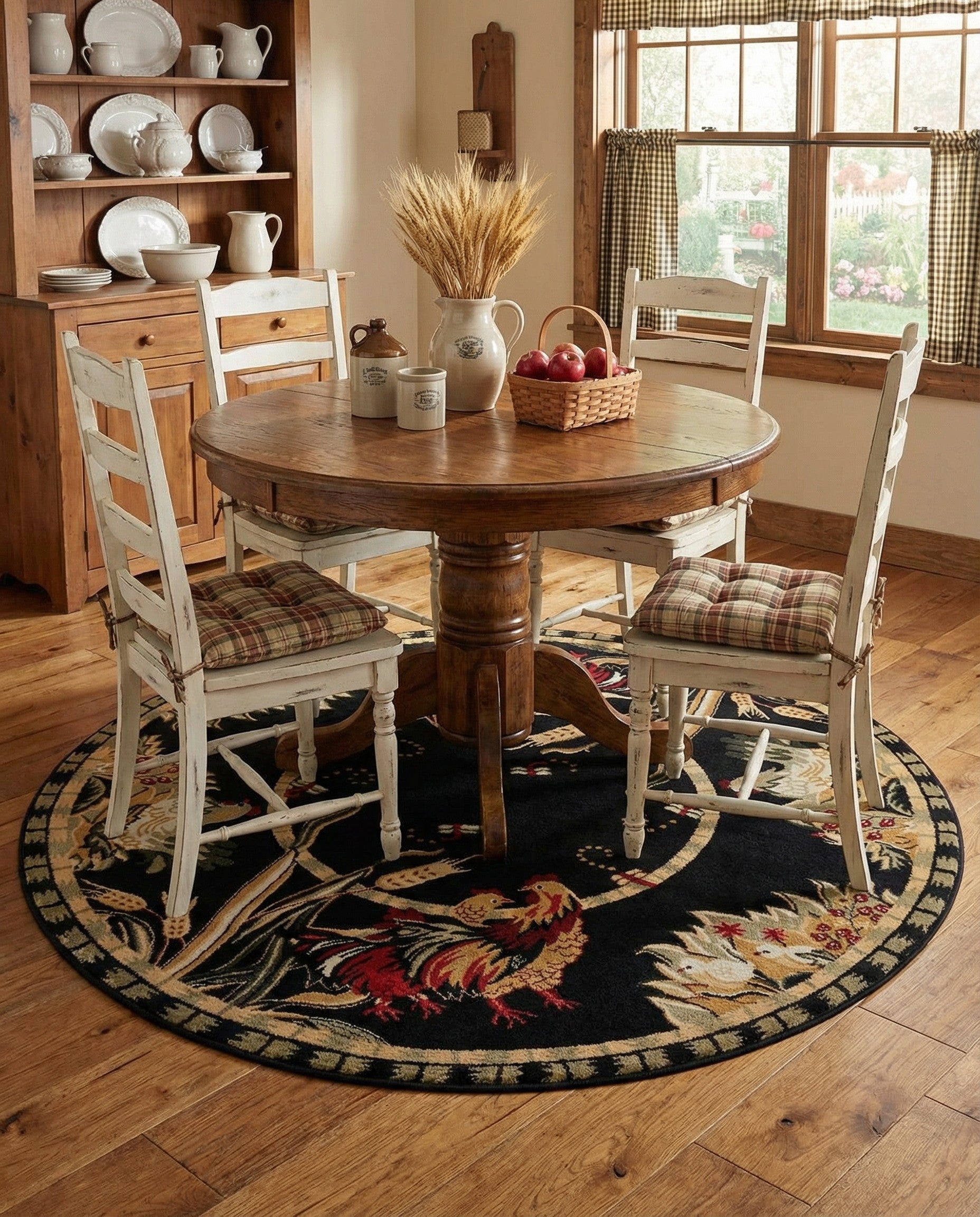 Black 7' x 7' Pastoral Round Rug | Rugs.com