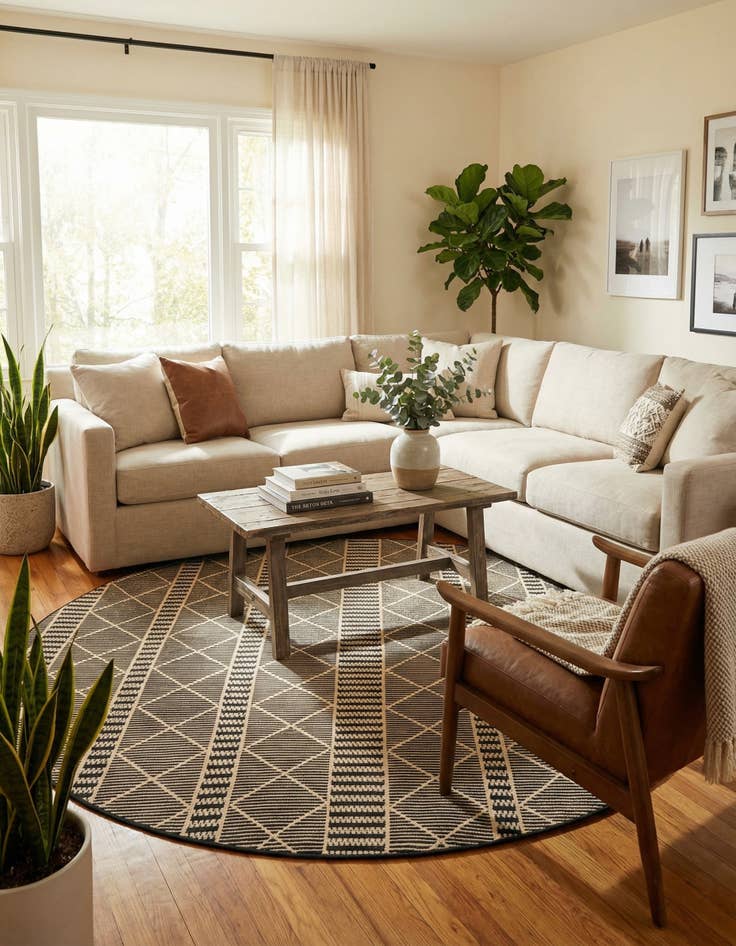 Detail image of 10' x 10' Easy-Clean Trellis Indoor / Outdoor Round Rug