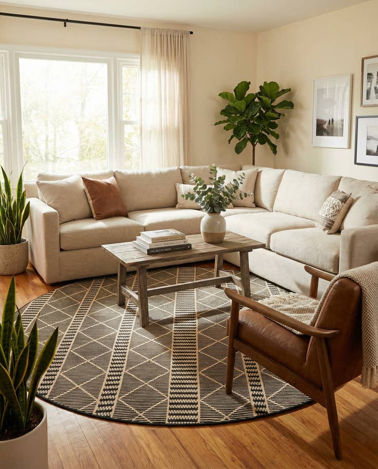 Detail image of 10' x 10' Easy-Clean Trellis Indoor / Outdoor Round Rug