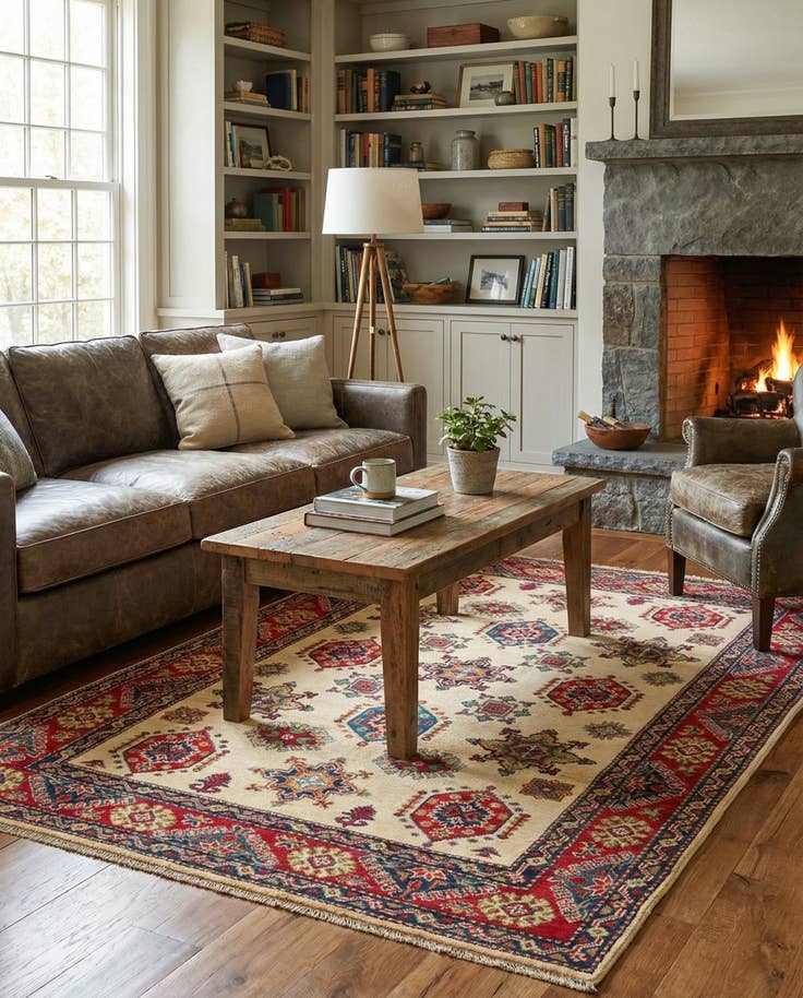 Detail image of 4' 2 x 6' 2 Hand Knotted Kazak Rug