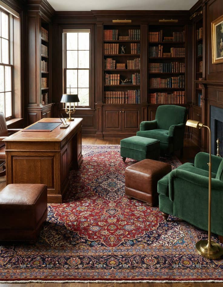 Detail image of 9' 10 x 13'  Hand Knotted Kashan Persian Wool Rug