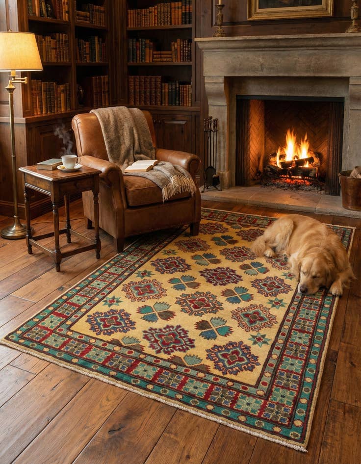 Detail image of 3' 3 x 4' 8  Hand Knotted Kazak Rug