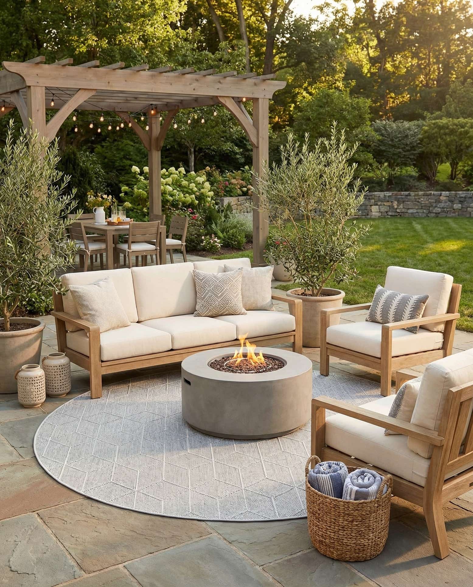 7' 10 x 7' 10 Easy-Clean Trellis Indoor / Outdoor Round Rug
