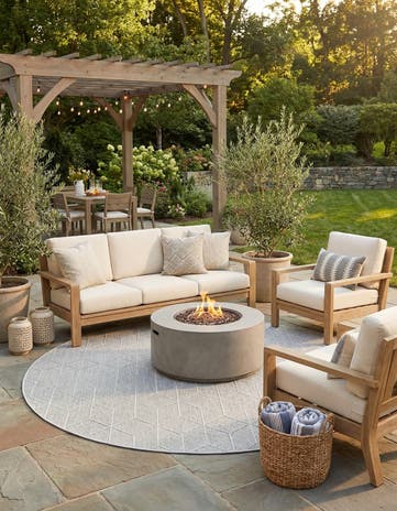 7' 10 x 7' 10 Easy-Clean Lattice Indoor / Outdoor Round Rug