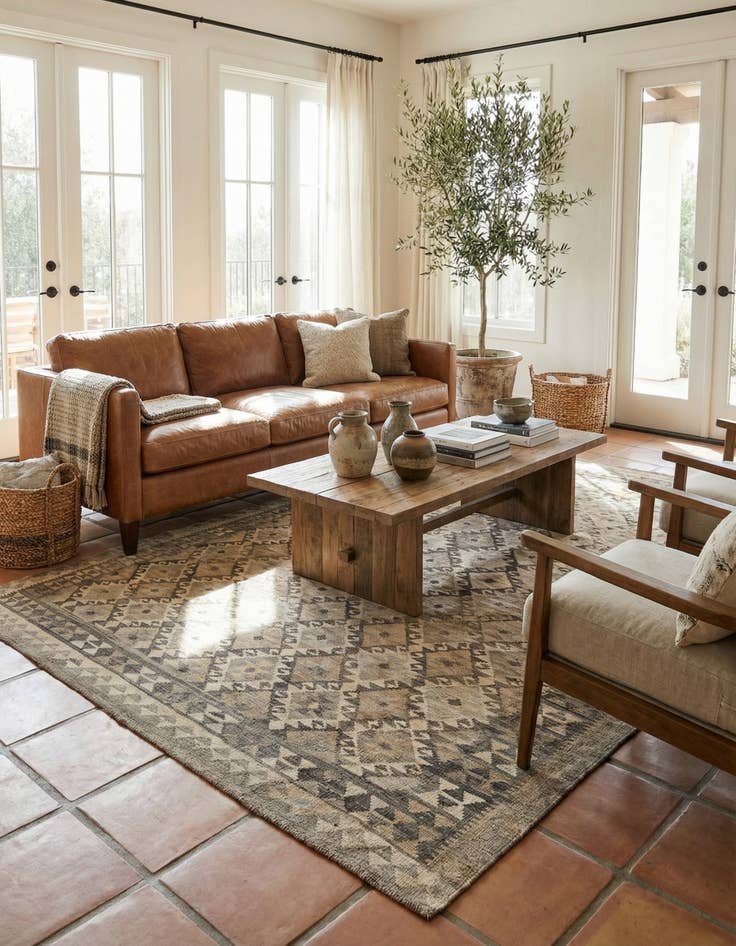 Detail image of 6' 8 x 9' 8  Hand Woven Kilim Maymana Wool Rug