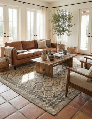 6' 8 x 9' 8 Hand Woven Kilim Maymana Wool Rug