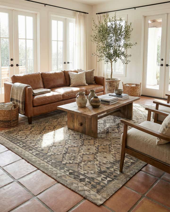 6' 8 x 9' 8 Hand Woven Kilim Maymana Wool Rug
