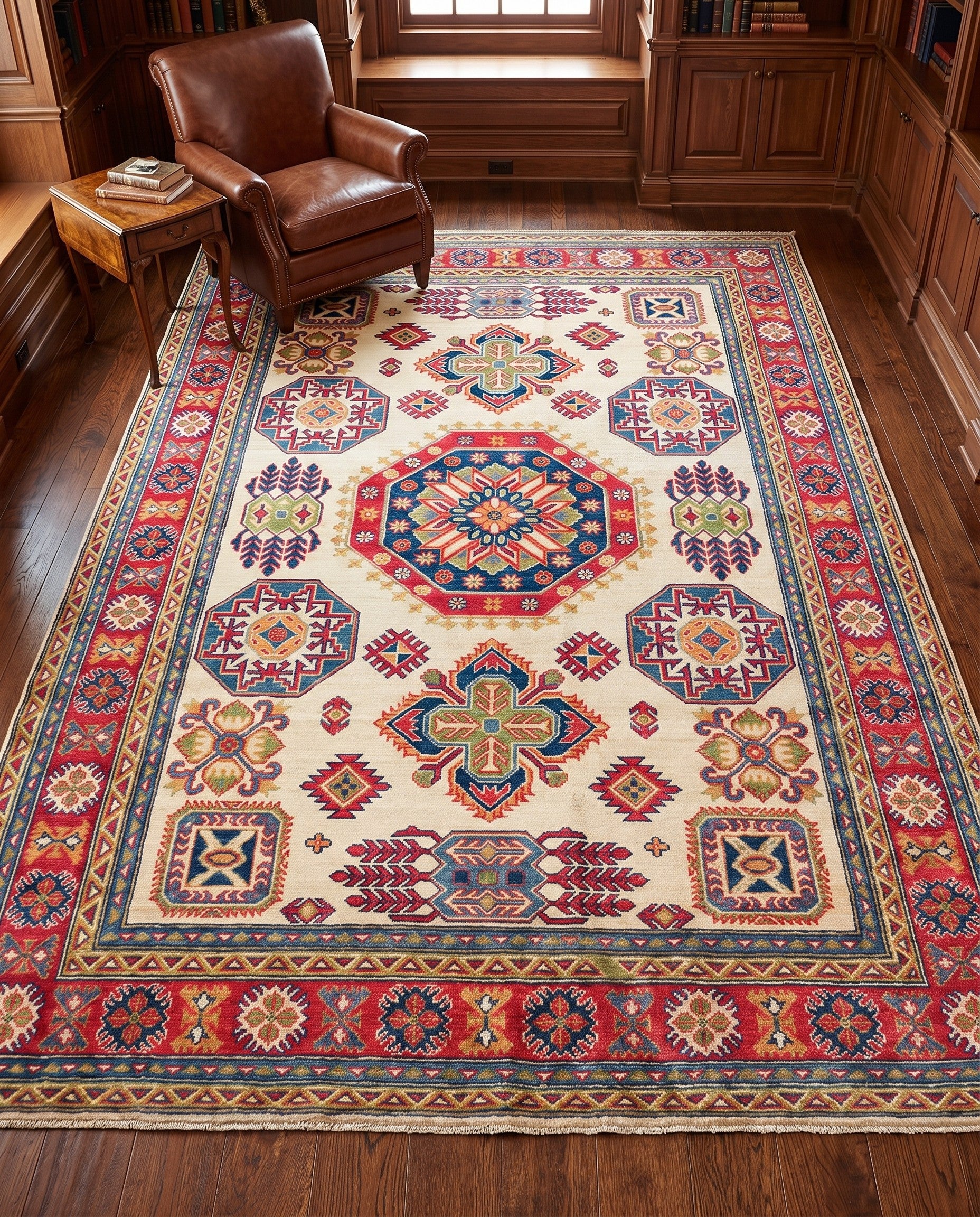 6' 4 x 9' 2 Hand Knotted Kazak Rug