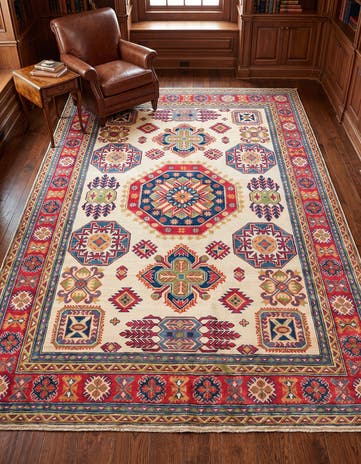 6' 4 x 9' 2 Hand Knotted Kazak Rug