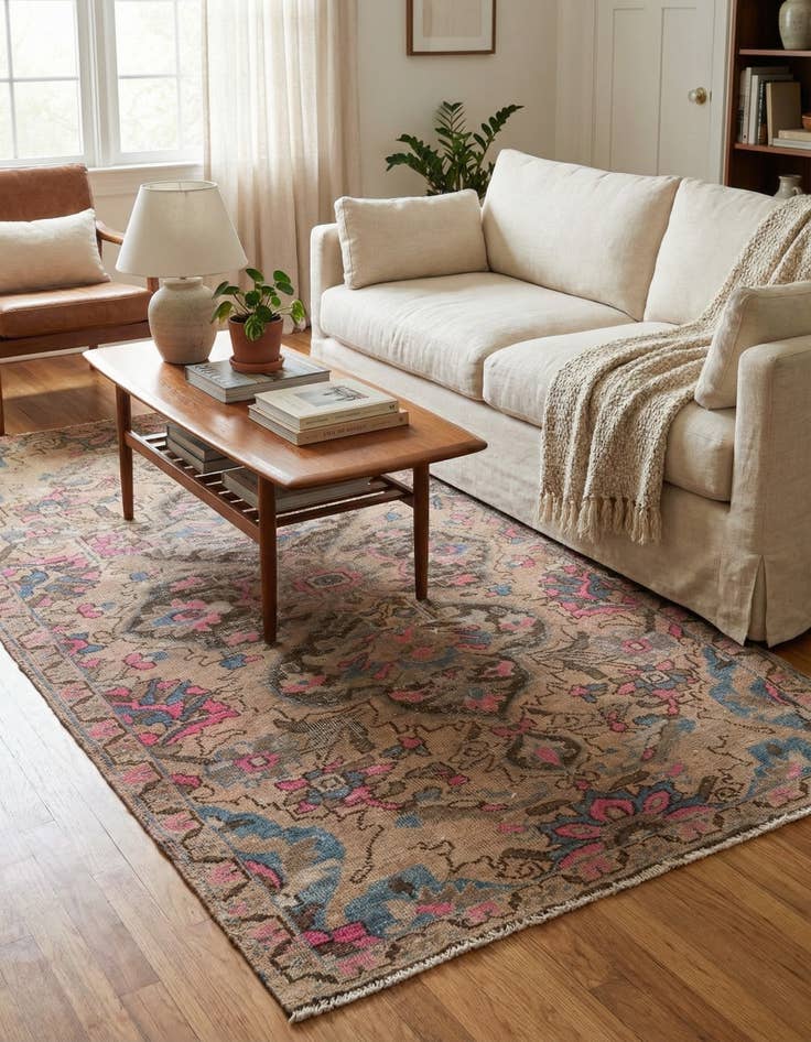 Detail image of 3' 8 x 6' 10  Hand Knotted Ultra Vintage Persian Wool Rug