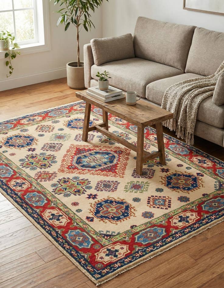 Detail image of 4' x 5' 10  Hand Knotted Kazak Rug