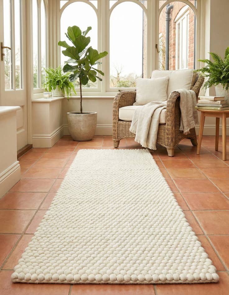 Detail image of  2' x 5' 3 Felt Ball Wool Runner Rug