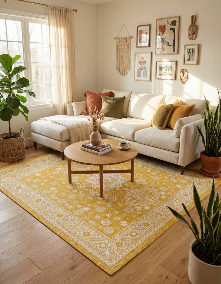 Detail image of 10' x 10'  Washable Aztec Indoor / Outdoor Square Rug