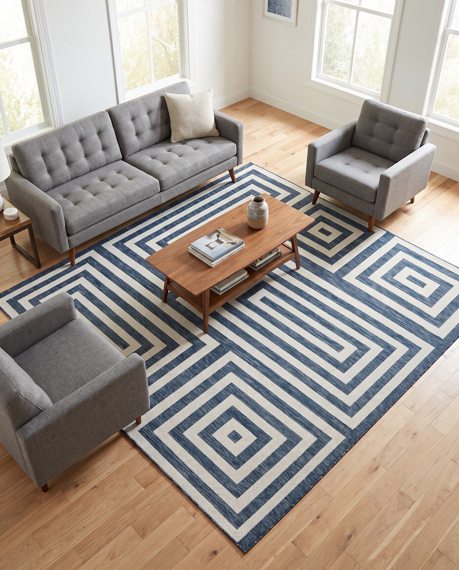 10' x 10' Easy-Clean Modern Indoor / Outdoor Square Rug