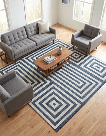 10' x 10' Easy-Clean Modern Indoor / Outdoor Square Rug