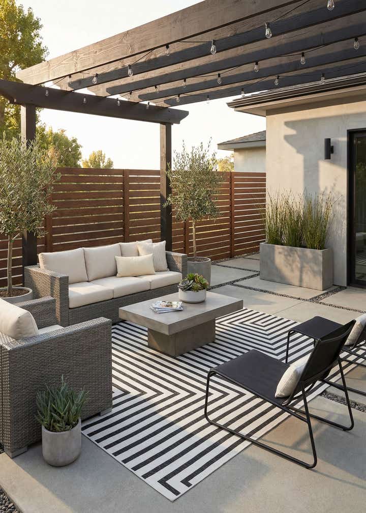 12' x 12' Easy-Clean Modern Indoor / Outdoor Square Rug