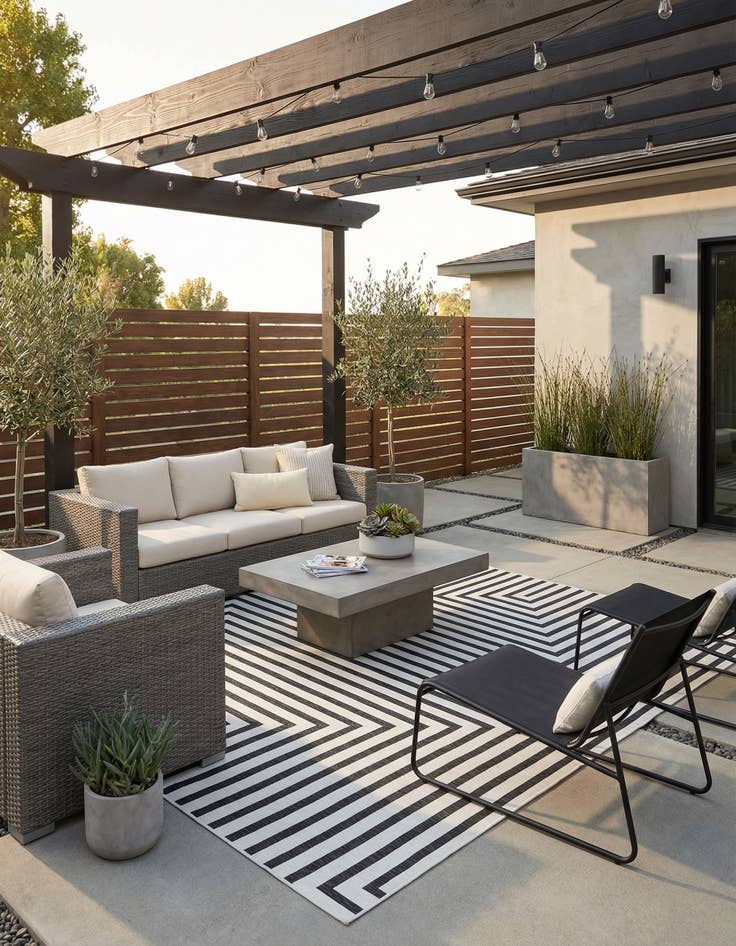 Detail image of 12' x 12'  Washable Modern Indoor / Outdoor Square Rug