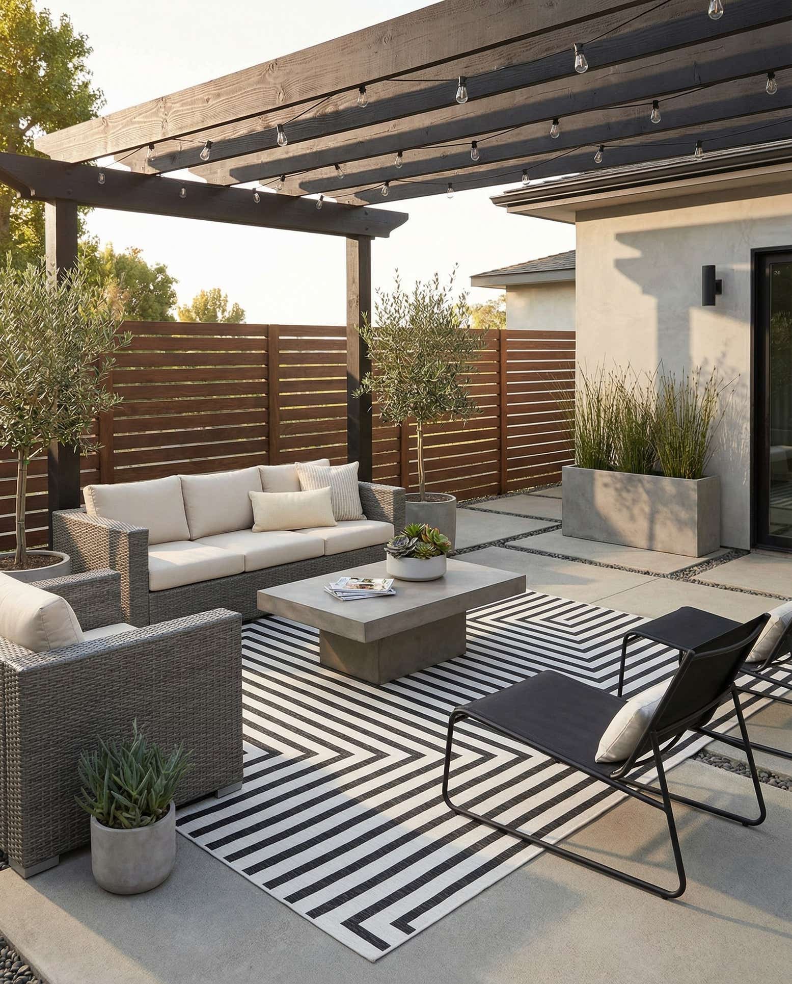 12' x 12' Easy-Clean Modern Indoor / Outdoor Square Rug