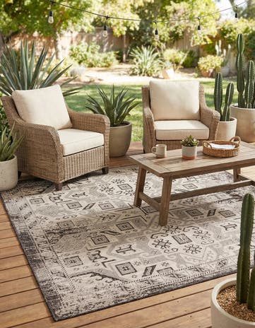 7' 10 x 7' 10 Easy-Clean Aztec Indoor / Outdoor Square Rug