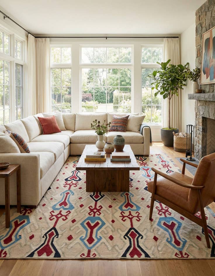 Detail image of  9' x 11' 3  Hand Woven Kilim Modern Wool Rug