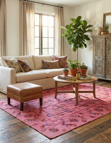 5' 8 x 7' 7 Hand Woven Kilim Suzani Wool Rug
