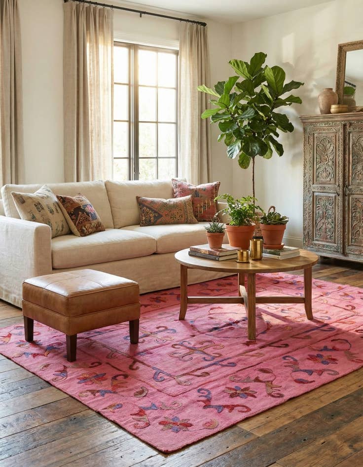 Detail image of 5' 8 x 7' 7  Hand Woven Kilim Suzani Wool Rug