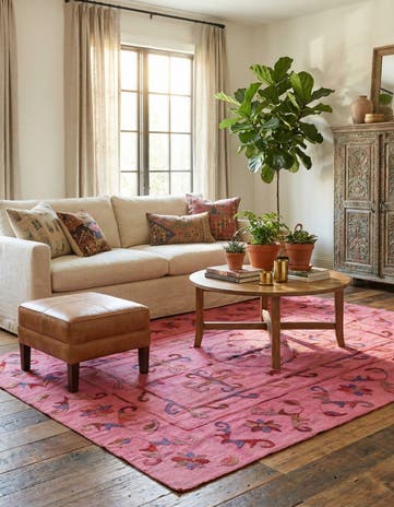 5' 8 x 7' 7 Hand Woven Kilim Suzani Wool Rug