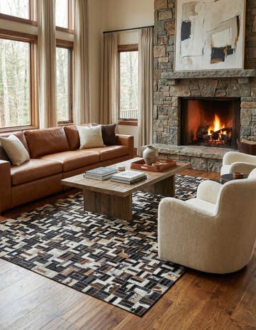 5' x 7' 10 Cowhide Leather Rug