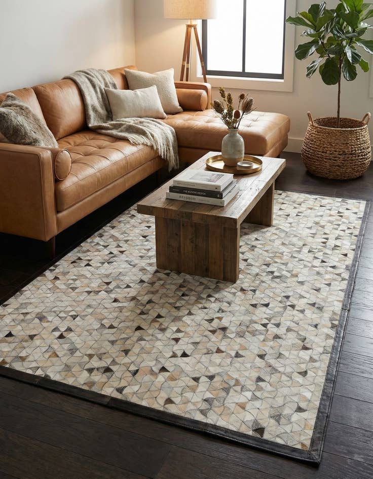 Detail image of  5' 1 x 7' 10 Cowhide Leather Rug