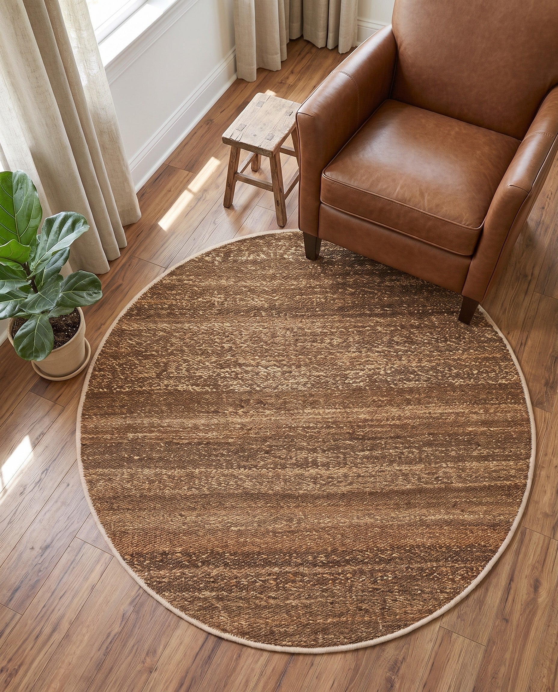 4' 1 x 4' 1 Hand Woven Palm Beach Jute Round Rug