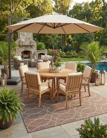 Brown Easy-Clean Lattice Indoor / Outdoor Square Rug