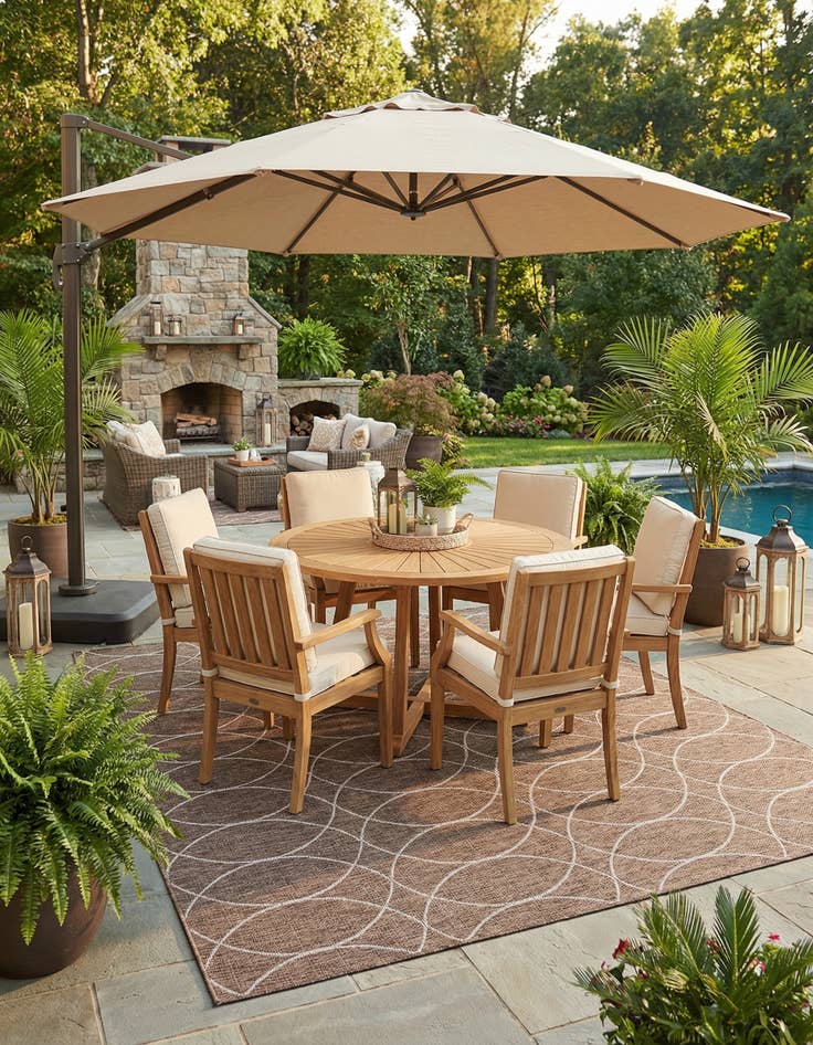 Detail image of 10' x 10' Easy-Clean Trellis Indoor / Outdoor Square Rug