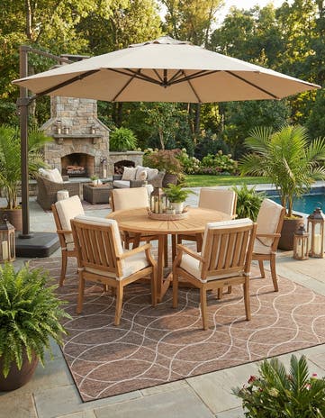 Brown Easy-Clean Lattice Indoor / Outdoor Square Rug