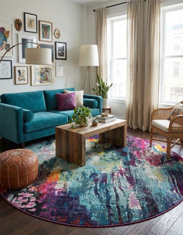 Washable Theia Round Rug