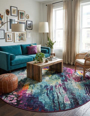 Washable Theia Round Rug