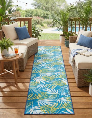 2' x 10' Easy-Clean Jill Zarin Caribbean Indoor / Outdoor Runner Rug