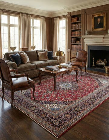 9' 10 x 13' Hand Knotted Kashan Persian Wool Rug