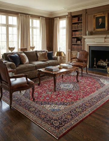 9' 10 x 13' Hand Knotted Kashan Persian Wool Rug