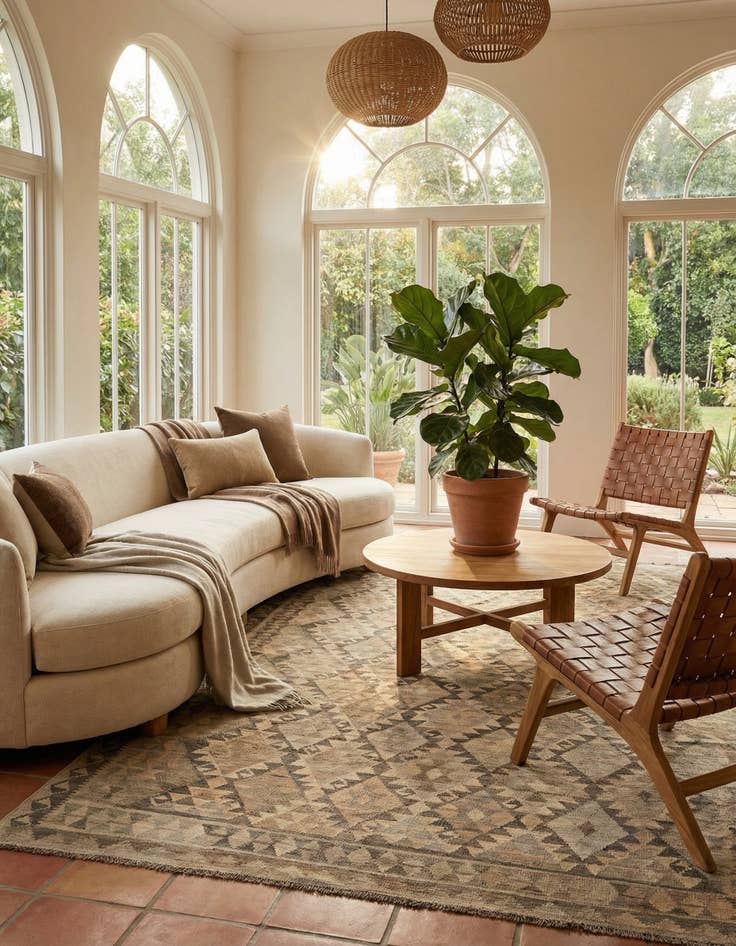 Detail image of 6' 9 x 10'  Hand Woven Kilim Maymana Wool Rug