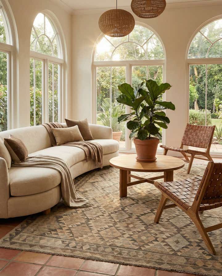 6' 9 x 10' Hand Woven Kilim Maymana Wool Rug