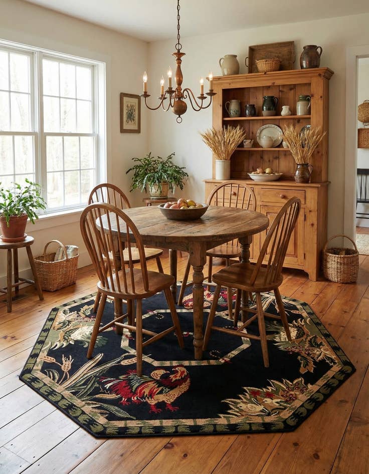 Detail image of 7' 10 x 7' 10 Country Octagon Rug