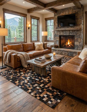 5' x 8' Cowhide Leather Rug
