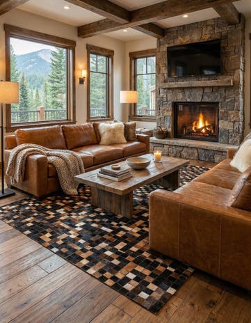 5' x 8' Cowhide Leather Rug