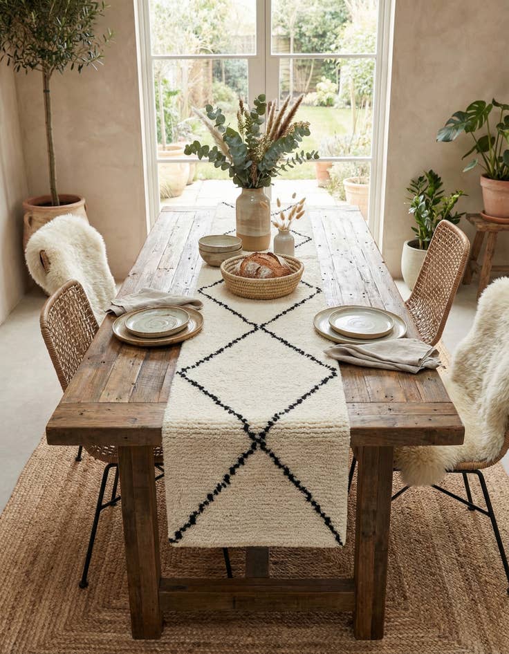 Detail image of  1' 3 x 8' 2  Hand Knotted Safiya Moroccan Wool Table Runner Rug